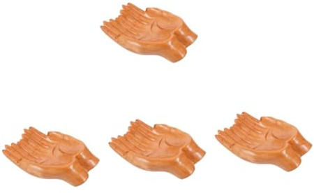 Healvian 4 Pièces Bol Décoratif Bois Sculpté Main Plateau Multifonctionnel pour Table Basse et Entrée Bol à Fruits et Rangement Clés Bois Robuste pour Snacks et Organisation Maison