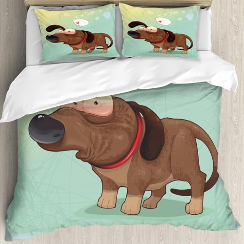 MJNLYDAO Ropa de Cama Cubierta de Conjunto elaborado en algodón 100%.,Especialmente Adecuado para hipoalérgicos,Perro Gracioso con Globo. Ilustración Vectorial de Objetos aislados. Puedes,228x264cm