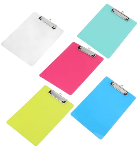 UTHCLO Lot De 5 Porte-documents A4 En Plastique Rigide Coloré Presse-papiers Multifonction, Planche à Dessin Portable Pour Bureau Et Organisation Des Documents