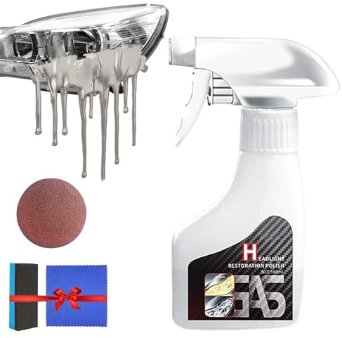 Scheinwerfer Aufbereitung Flüssigkeit Set 180ml, Auto Scheinwerfer Politur Spray, Headlight Restoration Spray, Reiniger Restaurationsspray, Für Hellere, Klarere Sicht (1)