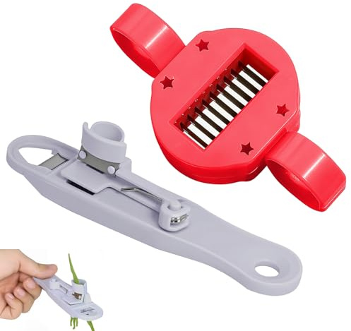 UIHRLM 2PCS Runner Bean Slicers, Multi-Functional Runner Bean Slicer and Stringer, Hand-Held Green Bean Cutter French Style Cutter Kitchen Accessories for Home, Restaurant Use (Red+White)