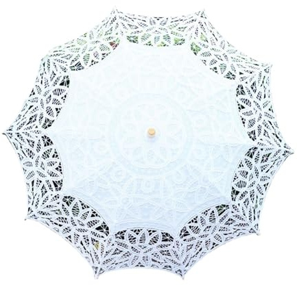 BTYQKZVPM Spitzen-Regenschirm, Spitzenschirm Hochzeit Sonnenschirm for Brautjungfer Foto Requisiten in weiß Elfenbein schwarz(Black)