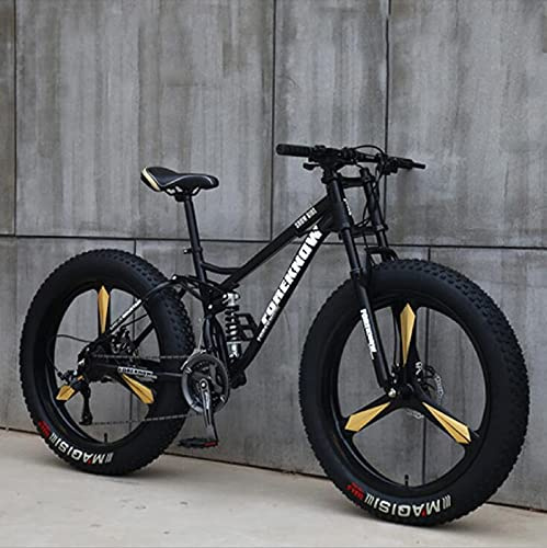 VTT 26 Fat Tire Hardtail Double Cadre de Suspension Tout Terrain 21 Vitesses