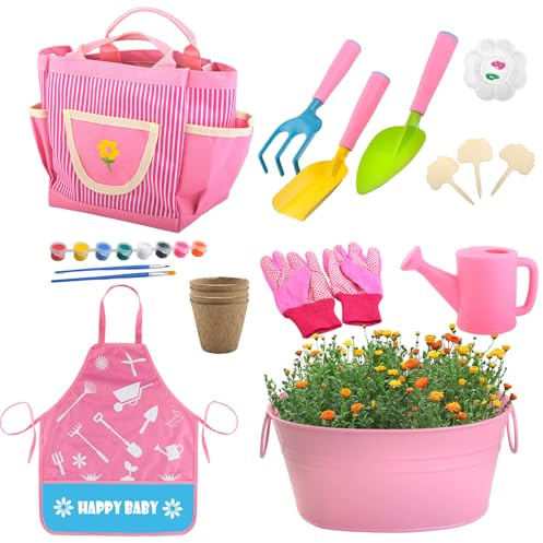 kaiop Juego de Herramientas de Jardinería para Niños,Juguetes Educativos Stem,Herramientas de Excavación Infantiles para Jardinería | para Niños y Niñas en Exterior, Patio, Césped, Playa, Viaje,