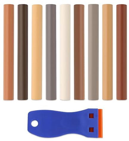 YIPFEN Set di Riparazione Laminato, 9 pezzi, Matite di Cera per Mobili, Stucco per Legno Riempitivo, Kit Professionale Multicolore, Per Graffi, Fori e Crepe su Mobili, Parquet, Laminato e Porte