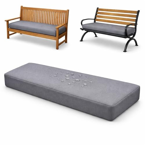 AuraLin 3 Seater Bench Cushion | Standard Foam | Grey | 143 x 52 x 6 cm | Water-Resistant Outdoor Garden Furniture Pad | Durable Replacement Seating for Patio Benches and Swings