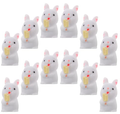 SHINEOFI Lot de 12 Lapins Miniatures en Résine, Décoration Lapin pour Maison et Jardin, Figurines Animaux de Pâques Créatives pour Aménagement Paysager en Mousse et Bricolage Décoratif