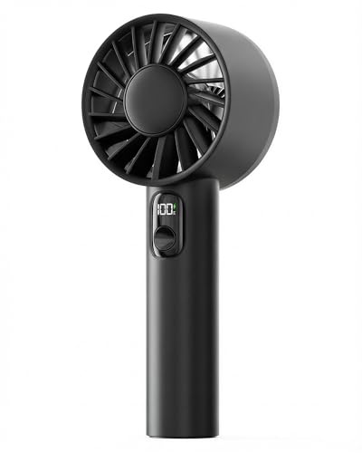 FrSara Handheld Mini Fan, Small Rechargeable Portable Fan, Summer Travel Essentials with 6-Speeds, 3000mAh, Great for Outdoor, Makeup, Ideal Gift for Boys, Dads, Father's Day, Black
