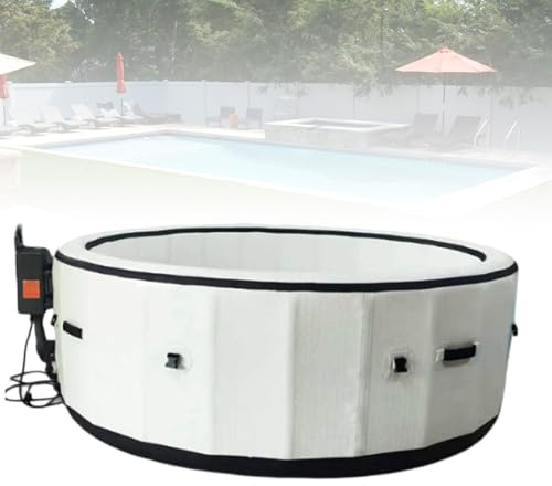 Bañera de Hidromasaje Inflable para 2-6 Personas, SPA Portátil con Cobertura Térmica, Relajación al Aire Libre en el Jardín con Inflado con Un Solo y Tapete Independiente(206 * 71 cm)