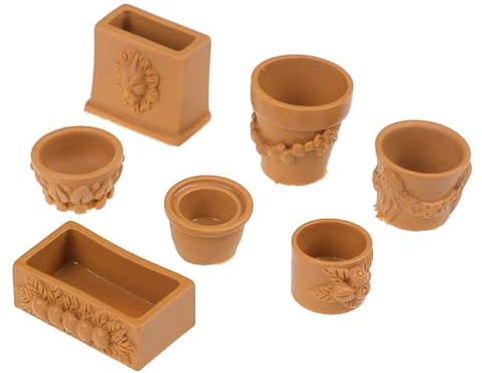 7 Pcs/Set Mini Miniature Bonsai Flower Pot For 1/12 Dollhouse Fairy Garden Decor Accessories House Collectibles