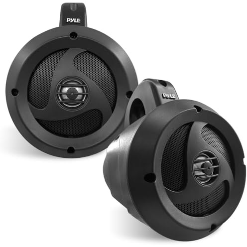 2-Way Waterproof Bluetooth Off-Road Speakers - 4 inch 900W Active Passive Marine Grade Wakeboard Tower Speakers System w/AUX, Full Range Outdoor Stereo Speaker for ATV/UTV Jeep Boat - Pyle PLUTV40BTA