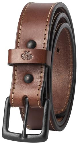 American Made Leather Belts for Men | Men's Leather Belt | Made in the USA Mens Belt, Heavy Duty Brown Stitch | Rugged Black Buckle, Pant Size 42 (Belt Size 44)