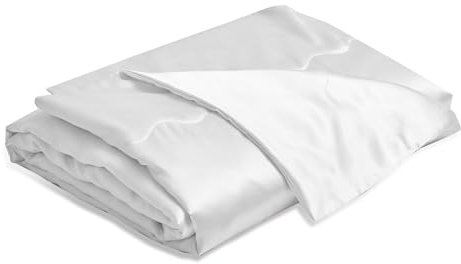 YASMENG Satin Decke 220x240 Weiß - Kühlende Seidige Sommerdecke, Leicht, Weich, Luxus, Glatt, Glänzend - Tagesdecke Kuscheldecke für Bett, Sofa, Couch, Schlafzimmer, Büro, Reisen