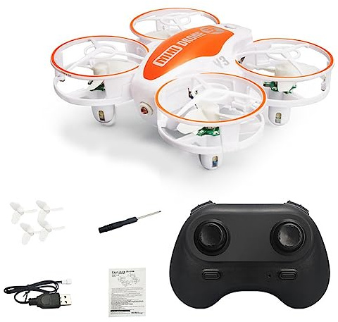 KEALBAUS TéLéCommande UAV RC Mini Drone RC Un Bouton DéCollage Et Atterrissage ÉVitement D'Obstacle LED Lanterne Drone,Orange