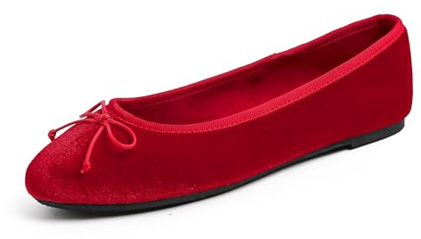 Feversole Women's Macaroon Colorful,Cojín de Espuma con Memoria Colorida Macaron para Mujer, diseño Plano Suave Rojo Terciopelo Tallas 40