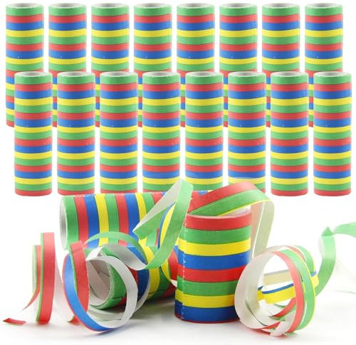Luftschlangen Geburtstag Set 16 Rollen Luftschlange Bunt 18 Abschnitte Pro Rolle 4 Meter Luftschlangen Set Geeignet für Die Dekoration, Geburtstagsfeiern, Hochzeiten,Karneval