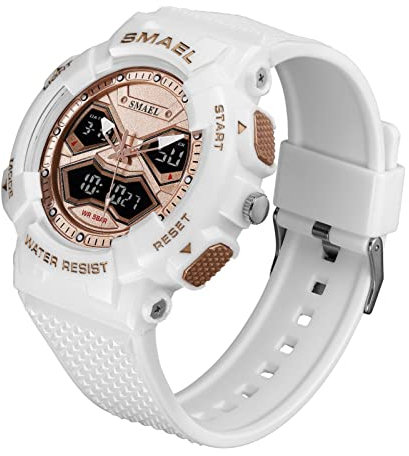 HFWXYSA Orologio Militare Uomo, Orologio da Uomo Sportivo Digitale, Impermeabile Orologio, Orologio Multifunzione LED con Allarme Cronometro,Rose Gold