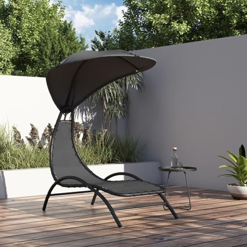 Xichuzi Sonnenliege mit Dach Dunkelgrau 167x80x195 cm Stoff & Stahl, Gartenliege, Liegestuhl, Sonnenstuhl, Sonneninsel Outdoor, Liegen, Gartenmöbel, Bäderliege, Relaxliege - 362707