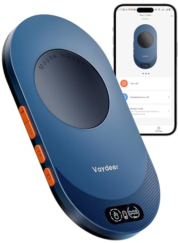 Vaydeer Air 3 Ultratunn musflyttare med app och timerfunktion, odetekterbar och tyst, simulerar realistisk musrörelse, utan drivrutiner, håller datorn aktiv (blå)