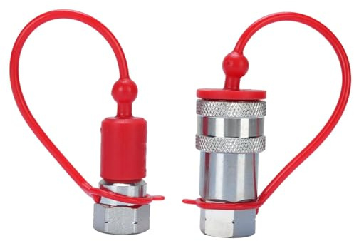 Jeffergarden 2 Datorer Hydrauliska Snabba Anslutningsbeslag 1/4 Tum NPT Hydrauliska Kopplingar Härdade Stål Högtryckskopplingar med Dammlock