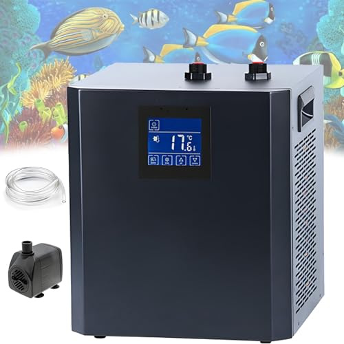 DOZPAL Aquarium Chiller Water Cooler 300L/500L Chiller Pump Kit Professional Fish Tank Chiller for Saltwater/freshwater hydroponics Plants Fish Coral Farming, 39-122°F Adjustable 300L