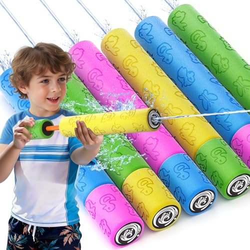 6Pcs Large Foam Water Guns for Kids Adults, 30cm Soft Foam Water Blasters, Safe Squirt Pistols for Pool Beach Outdoor Play, Summer Water Toys for Boys Girls Age 3-12 (6Pcs 30cm)