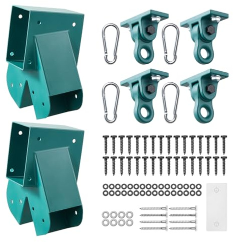 VEVOR Soporte para Estructura de Columpio Tipo A, Paquete de 2 Soportes y 4 Ganchos, Soporte Columpio de Acero y Aleación de Aluminio, Capacidad 567 kg para Madera Patio Jardín Parque Exterior, Verde