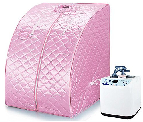 Sauna pliable cabine à chaleur Thérapeutique Spa 1000W Sauna à Vapeur,Sauna e portable,Personal Spa at home avec le contrôleur de température à distance - (98x80x70cm) (Rose)
