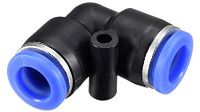 sourcing map Plastic Elbow Push to Connect Tube Fitting 8mm Tube OD Pneumatic Air Push Fit Lock Fitting Blue 5pcs