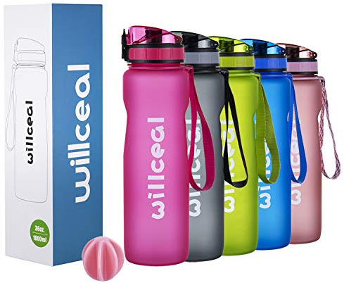 Sport Trinkflasche, BPA Frei Tritan,1L (36oz), Premium Auslaufsicher Kunststoff Wasserflasche Sport, Sportflasche für Camping Freien, Radfahren, Wandern, Yoga, Gym und mehr (Pink, 1000ml)