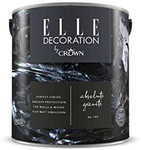 Crown ELLE DECORATION Absolute Granite No. 189, 2,5 L, extra-matte Premium Wandfarbe für Innen, für Wände und Holz, hohe Deckkraft, Innenfarbe,weiches Schwarz