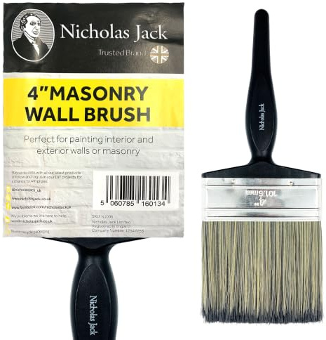 Nicholas Jack 4 Masonry Paint Brush for Painting Walls - All Round Outdoor Masonary Paint Brush for Brickwork