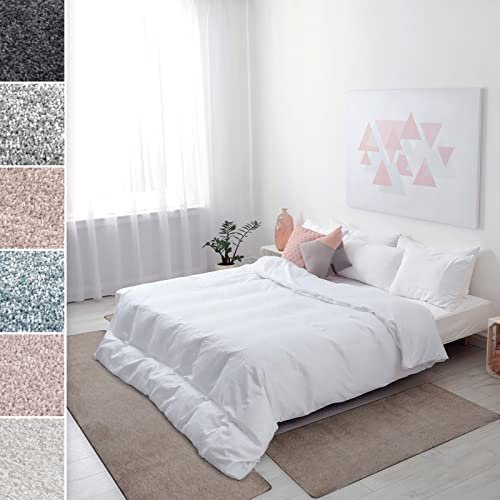 Floordirekt Bettumrandung Sundae - Bettvorleger Velours Teppichläufer - 3-teiliges Läufer-Set in 3 Größen (B: 67 cm | L: 1 x 330 cm + 2 x 130 cm, Beige)