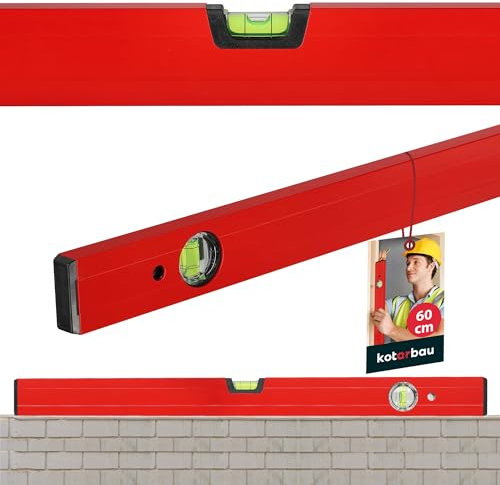 KOTARBAU® Niveau de construction en aluminium rouge 60 cm | Niveau A Bulle rouge | Niveau Bulle rouge | Niveaux A Bulle Rouges | Petit Niveau A Bulle Rouge |Niveau A Bulle de construction |Niveau long