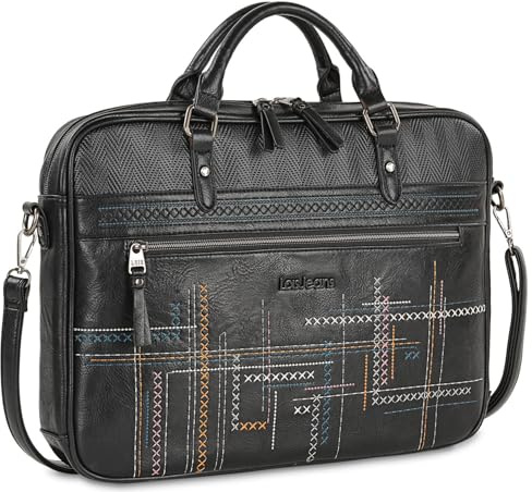 Lois - 302637 Sac à main portable pour travail femme, porte-documents d'ordinateur 15 6 pouces, cuir PU de marque 302637, Noir, Talla única, Sac de messager