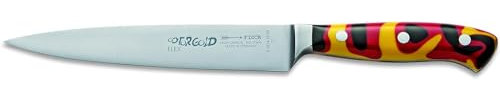 F. DICK Premier Plus GO FOR GOLD Filetiermesser flexibel 18 cm (scharfes Küchenmesser, Kunststoffgriff schwarz/rot/gold, Härte 56°, Messer für Fleisch + Fisch, Filetmesser)