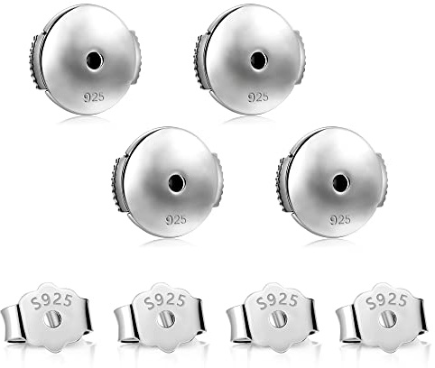 Silber Ohrringe Ohrstecker Verschluss 4 Paare Ohrstopper Hypoallergen