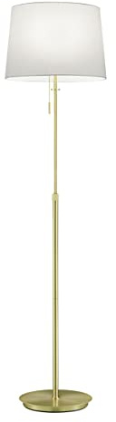lightling Stehleuchte Liam, messing matt Metall, Stoffschirm weiß, mit Zugschalter, exkl. 3 x E27 max. 60 Watt, höhenverstellbar 138-180 cm