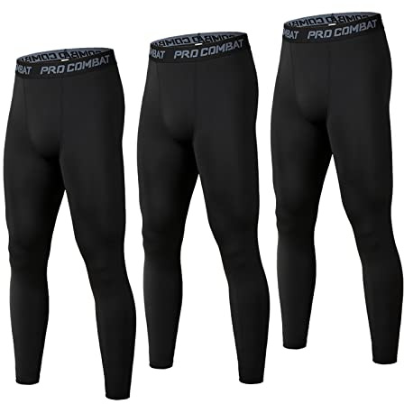 SS FÄRG FISK 3-pack herr kompressionsbyxor atletisk underställ träning leggings löpning tights för män, 3-pack svart, M