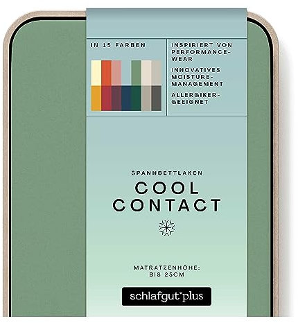 schlafgut Cool Contact Microfaser Spannbettlaken bis 200x200cm, Green Mid kühlend kalt