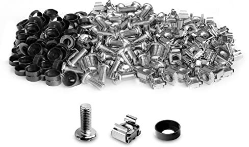 LMS DATA M6 Cage Nuts, Bolts and Washers Kit - For Rack Mount Equipment installation on Network cabinets (20 pack, Nickle), Black