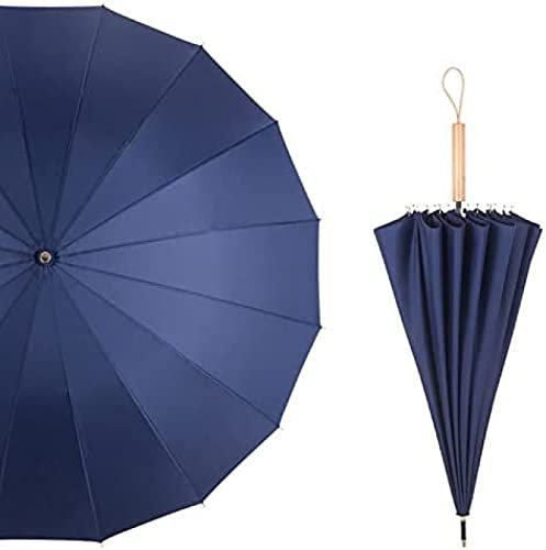 Winddichter Regenschirm, Windabweisend, Große Golfschirme Für Erwachsene, Männer, Frauen, Klassischer Holzgriff, Schnell Trocknend, Stark, 16 Rippen, Reisen, 105 Cm, Sonnenschutz, UV-Schutz, Doppe
