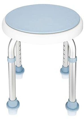 Sonnewelt Duschhocker Duschstuhl Belastung 136kg 360°Drehbar Badhockerund Höhenverstellbar 36-51 cm Anti-Rutsch-Füße Stabil badhocker für die dusche-Ohne Bohren