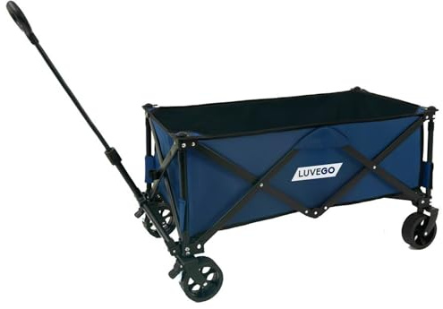 Luvego Faltbarer Bollerwagen - Geräumiger bollerwagen, Geländegängigen Rädern, 100KG Tragfähigkeit, Verstellbarer Griff, Kompakte Aufbewahrung, 80x39x33CM