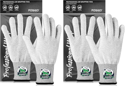 FOSHIO Grey Vinyl Wrap Gloves, Anti-Static Tint, Dust-Free, Machine Washable, Lightweight, Protective Safety Work Gloves, 2 Pairs