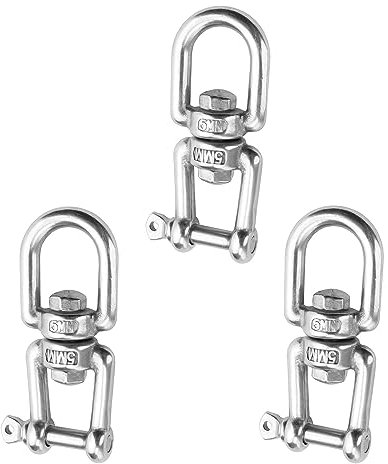 JANDH Gancio Girevole Stainless Steel, 3 Pezzi Gancio Girevole M5, Sospensioni Girevoli capacità Carico 100 kg, Rotazione 360°, per Sedie Sospese e Attrezzatura da Arrampicata