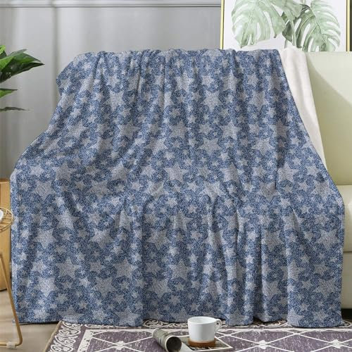 Kuscheldecke Flauschig Weihnachten, Große Decke Fleecedecke 220x240 Sterne, Flanell Sofadecke Blanket XXL, Wohndecke Schlafdecke Winter Warm Weich, Deko Decken für Couch Bed