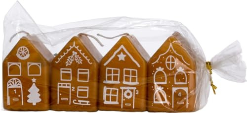 Stumpenkerze Kerzen Häuschen Weihnachtshaus Adventskerze Lebkuchenhaus 4er Set