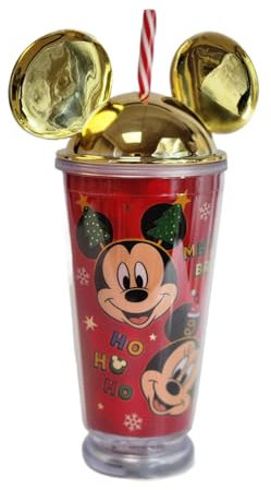 Divas World Mickey Mouse LED Light Tumbler: Reusable Coffee Cups with Lid and Straw - A Fun Travel Mug