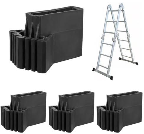 4 Stück Leiterfußabdeckung Leiter Gummifüße Matte Rutschfeste Leiterfüß Bdeckung Rutschfeste Ersatz Stufenfüße Leiter Teile, für Verlängerungsleiter Heimarbeiter auf Der Baustelle (Schwarz)